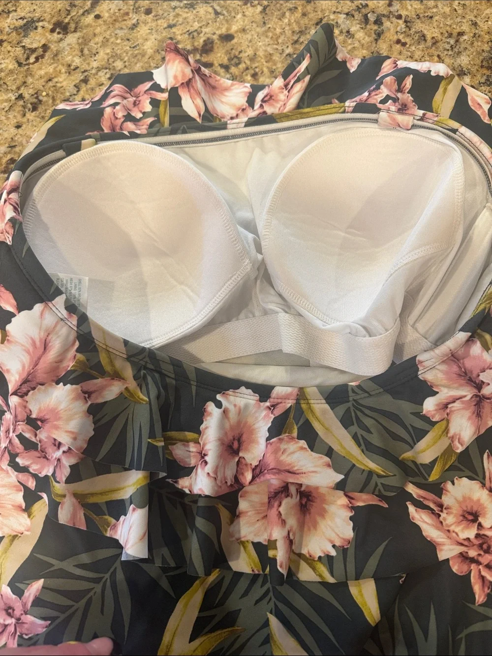 Kona Sol Black Swimsuit with Pink Floral Print - Picture 4 of 10